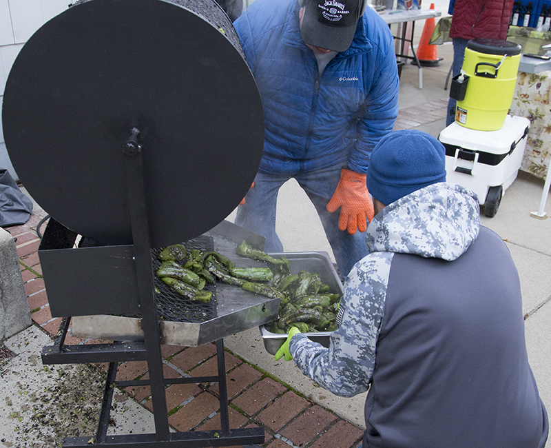 freshly roasted peppers outside