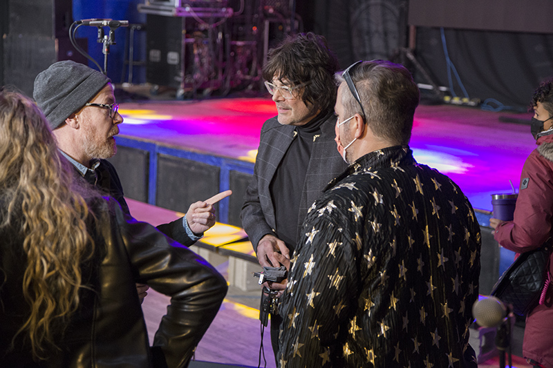 Ben Shine (left) talks to Vess Ruhtenberg (right) before the recording