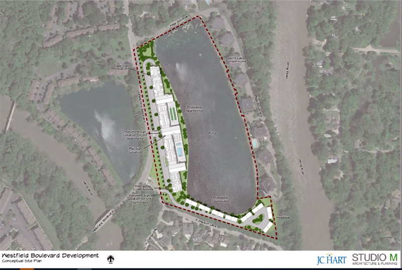 An aerial showing the proposed development