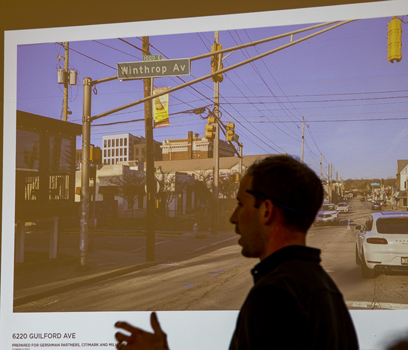 A rendering to show that from Winthrop the new structure is similar to the historic Mustard Hall building (to the right).