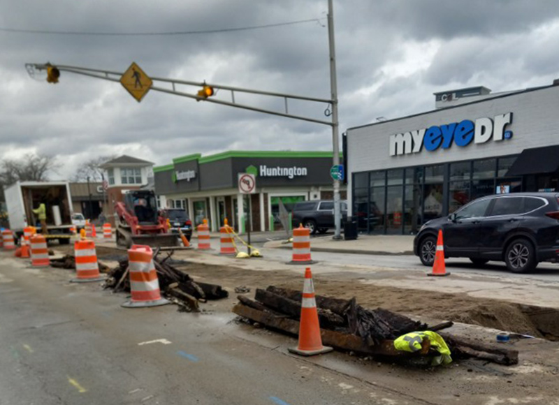 Piles of streetcar rails