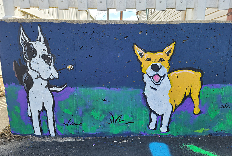 The completed mural from left to right
