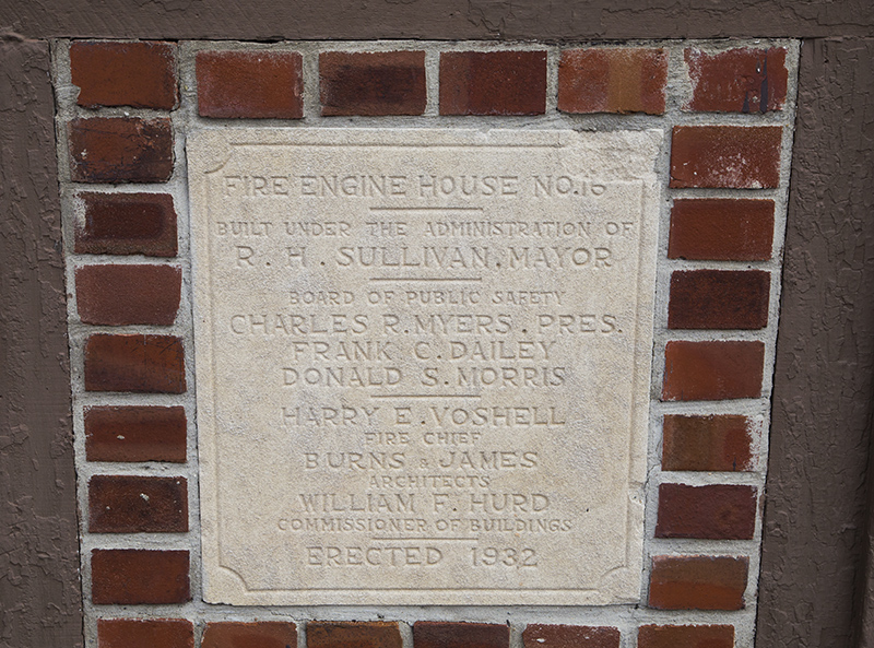 The original fire station cornerstone from 1932