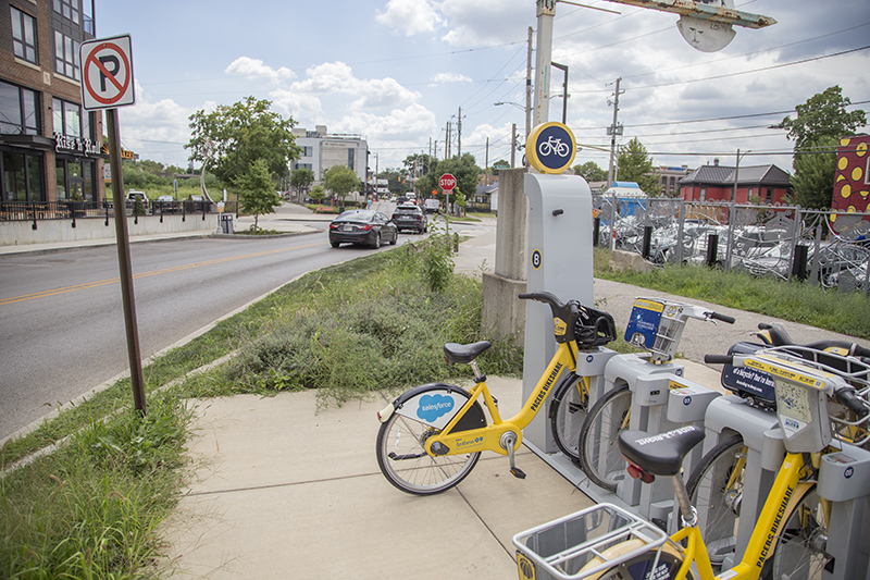 South of the bridge where the new sidewalk will connect to the Monon Trail