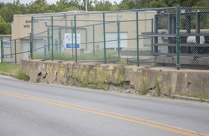 The east side of the bridge is crumbling