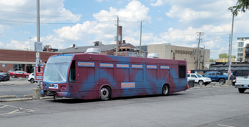 The bus in the Vogue lot before painting