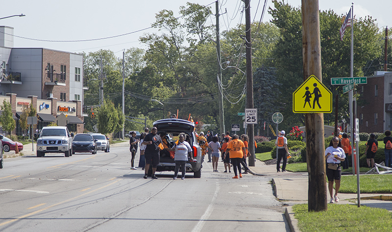 The parade traveled east on BR Ave from the school