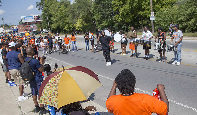 The drumline stopped to perform (and there is a dance too!)