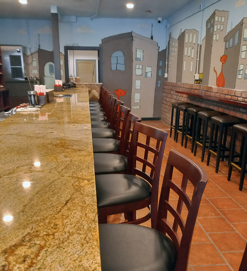 The new space features the murals of Matthew Aaron