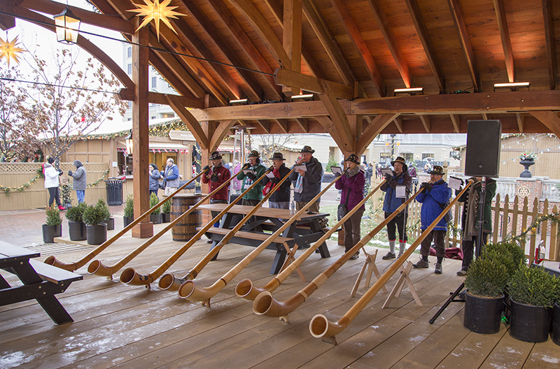 Midwest Alphorn Retreat performing in the Winter Pavilion