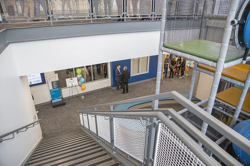 The ribbon cutting was held on the lower level