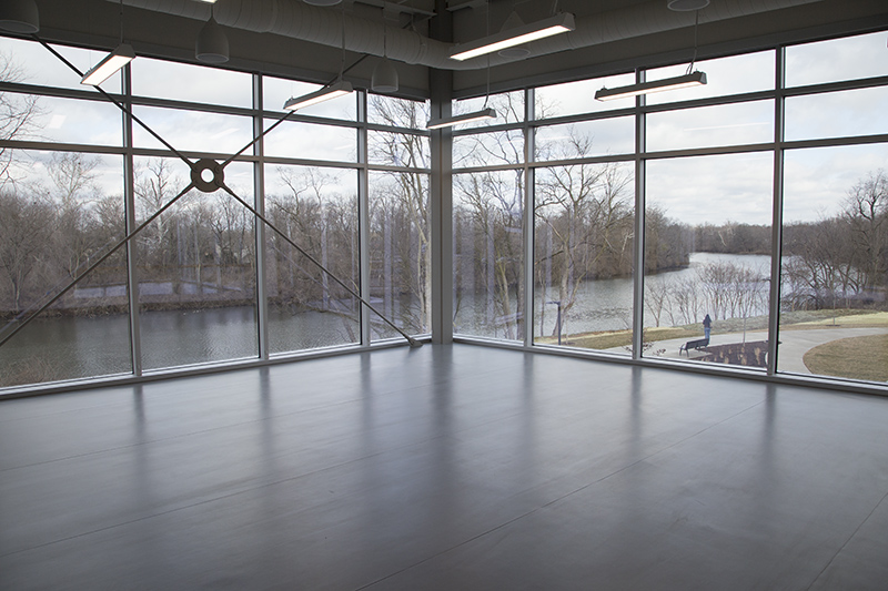 One of the group exercise rooms with a view of the White River