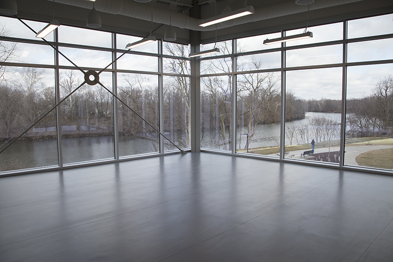 One of the group exercise rooms with a view of the White River