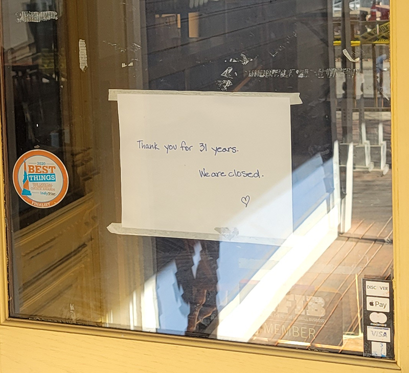 The sign on the door says thanks for 31 years.
