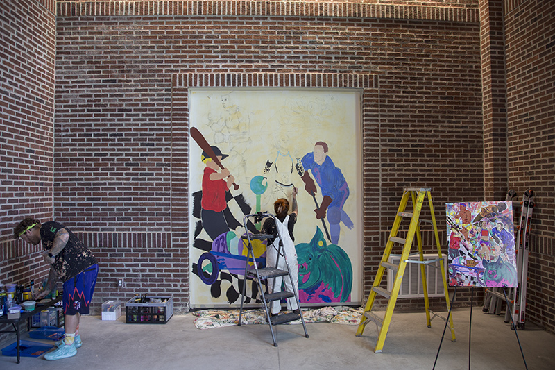 Painting an entrance mural