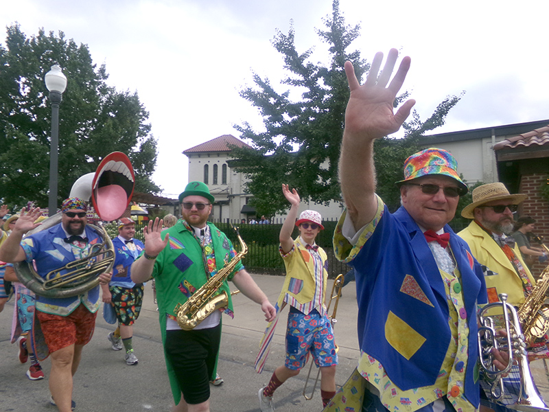 The Sidewalk Stompers played in front of the DNR building