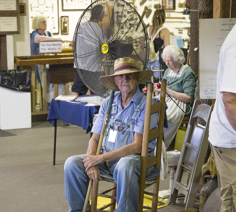 Archie Kerr at the Johnson Cabin in the Pioneer Barn