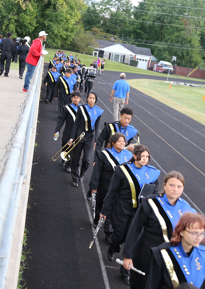 The IPS All City Marching Band heads out for the halftime show