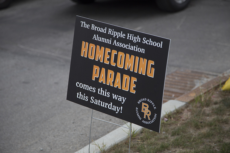 Signs marked the route of the parade