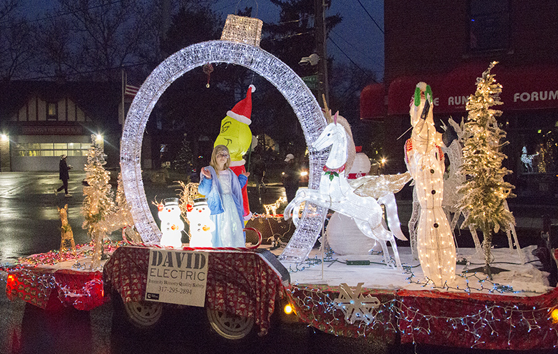 The David Electric float swings past the fire station on Westfield Boulevard