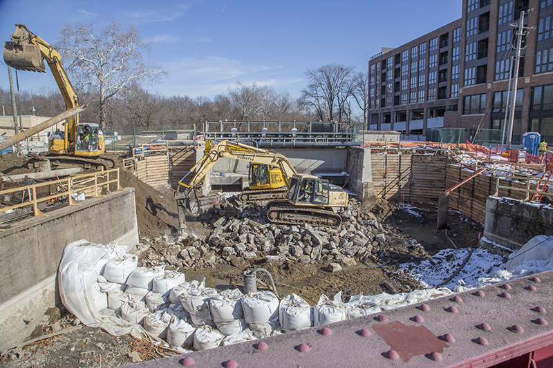 On February 19 the old canal gates were broken up and removed