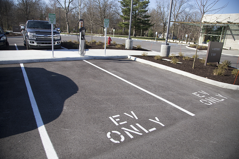 Two electric car charger spots at the new library