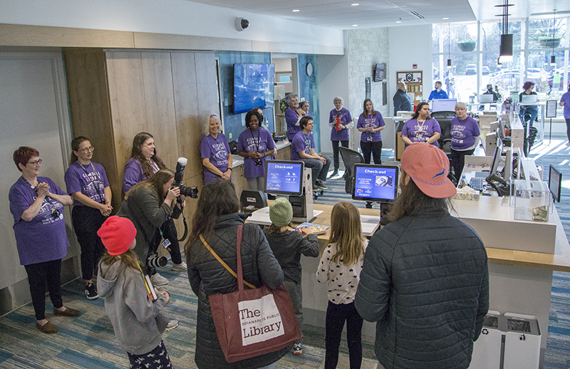 The first check-outs at the new library