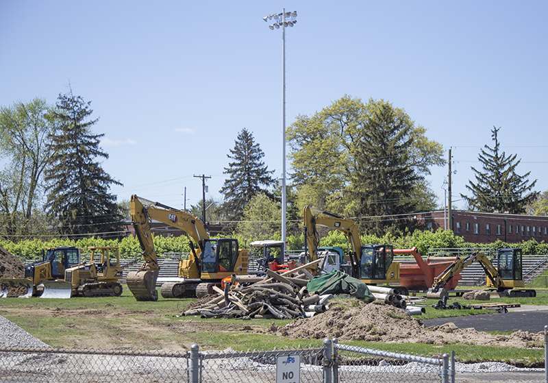 Removing the old drainage under the track