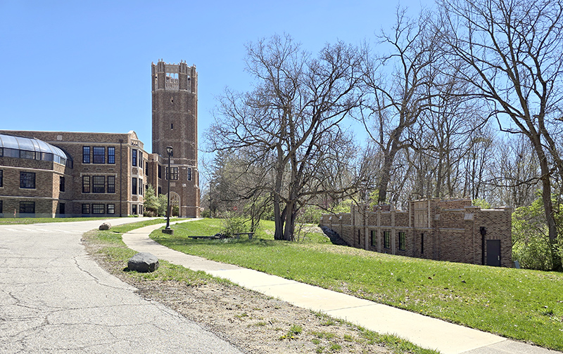 On the drive from College Avenue to the tower, the 