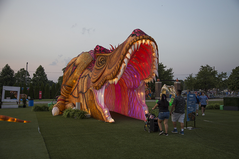 The Illuminate exhibit at dusk