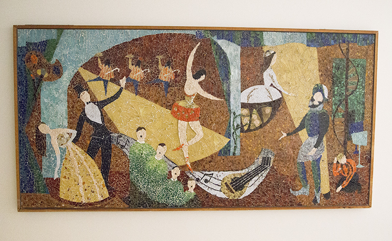I think this mosaic was installed in the auditorium lobby in the early 60s