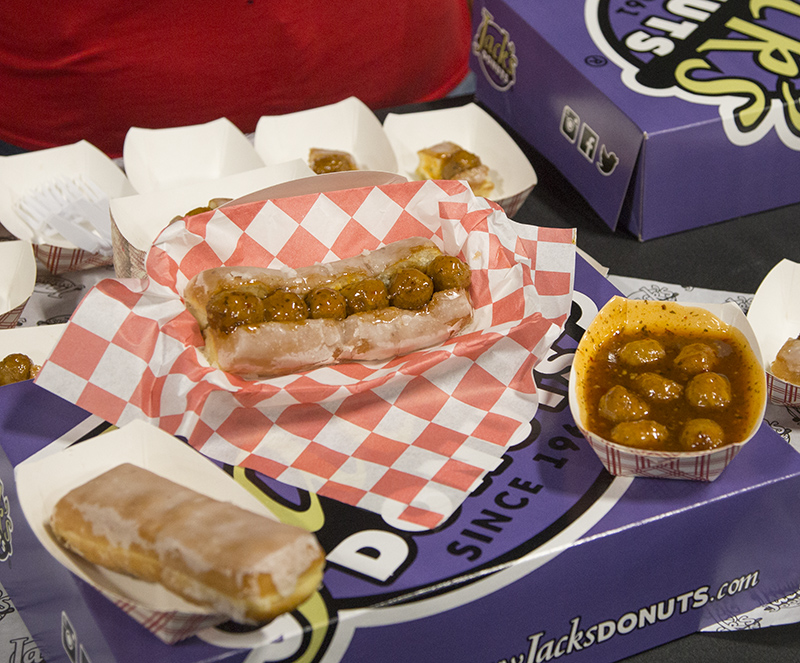 Sweet Chili Suga Daddy Sub - A meatball sandwich on a Jack's donut