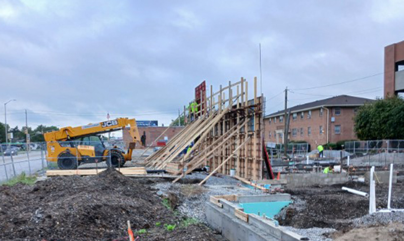Frog's Random Rippling - Fire Station 32 wall construction