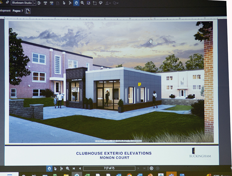 Rendering of the proposed clubhouse at Monon Court Apartments