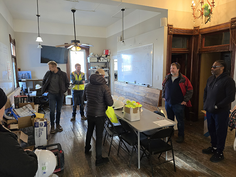 The construction office is across the street in the old 3 Sisters restaurant house.