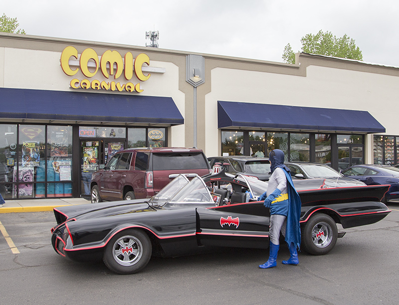 Batman showed up in the Batmobile