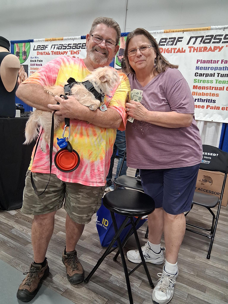 Benji get lots of love at the Fair. Eli & Denise Hinkle - He is past Commander of Post #34 and past Director of the American Legion Riders Chapter #34. Denise works at Just Judy's.