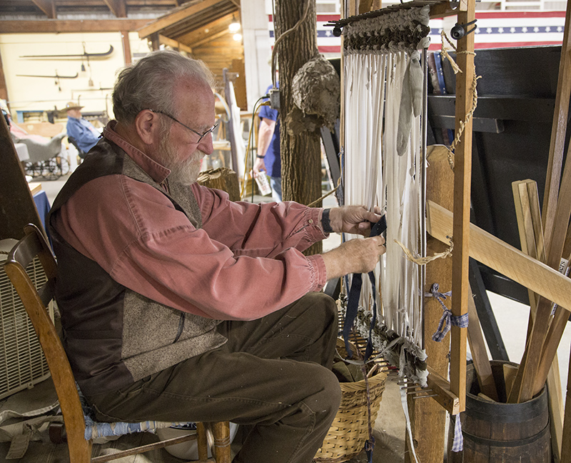 Rug weaving at the Johnson Cabin at Pioneer Village