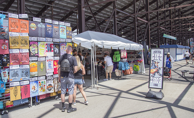 Indiana State Fair merch tent under the grandstand