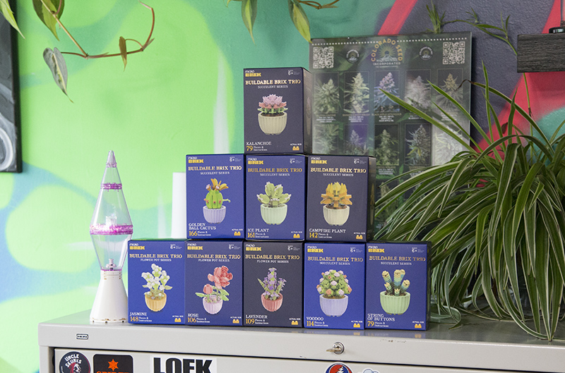 At Curated Hemp Co - 810 E 64th Street - Micro BRIX succulents can be assembled at the dab bar by patrons.