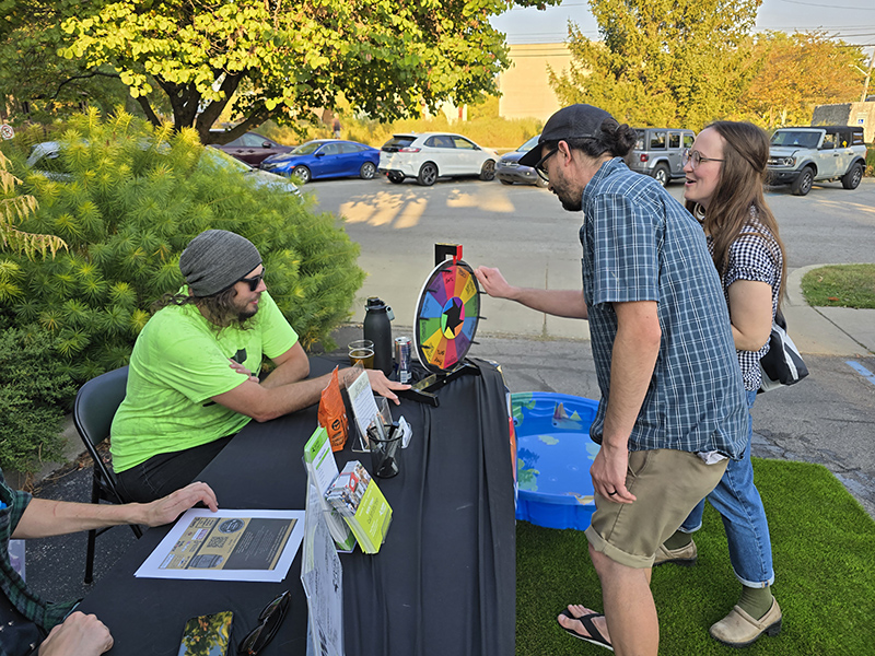 Spinning the wheel for prizes!