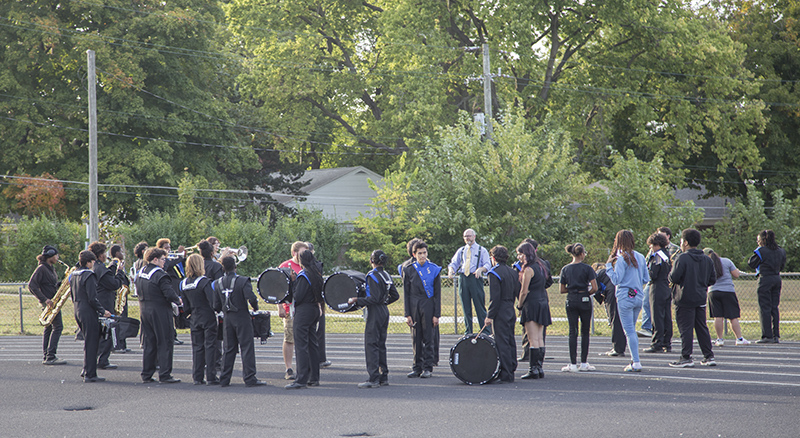 The IPS All-City Marching Band practicing before the performance