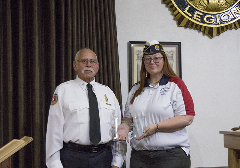 IFD Battalion Chief Dudley Taylor with District 11 Commander Christina Owens