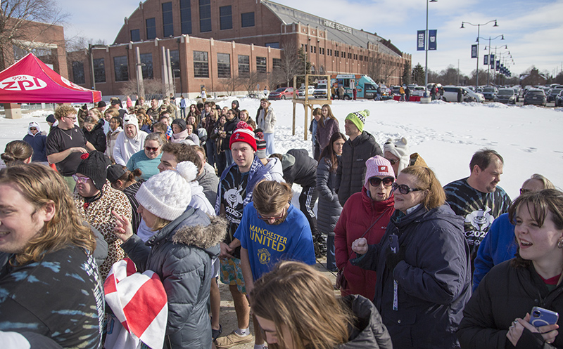 There was quite a line of folks waiting to take the plunge