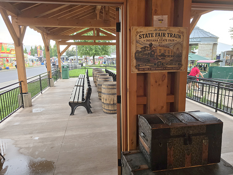 Inside the new train station in Pioneer Village.
