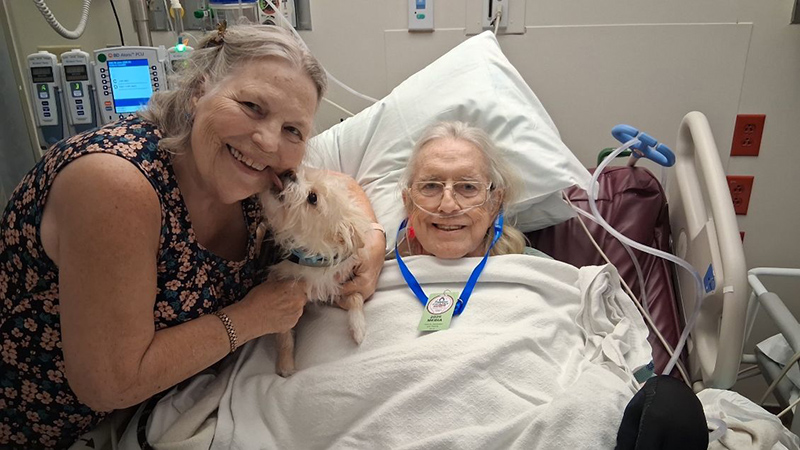 Peggy and Benji with Frog at the hospital.