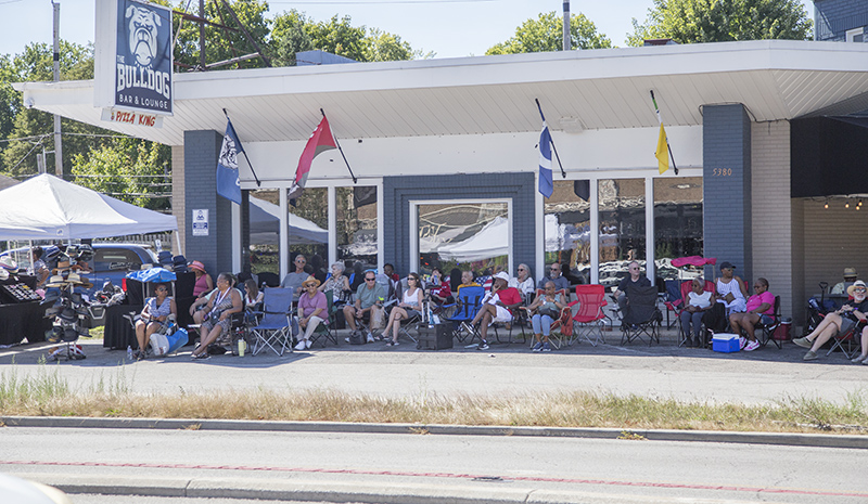 There was quite an audience across the street at the old Bulldog.