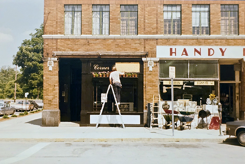 from 1982 - Finishing the new Corner Wine Bar, Handy Hardware is next door.